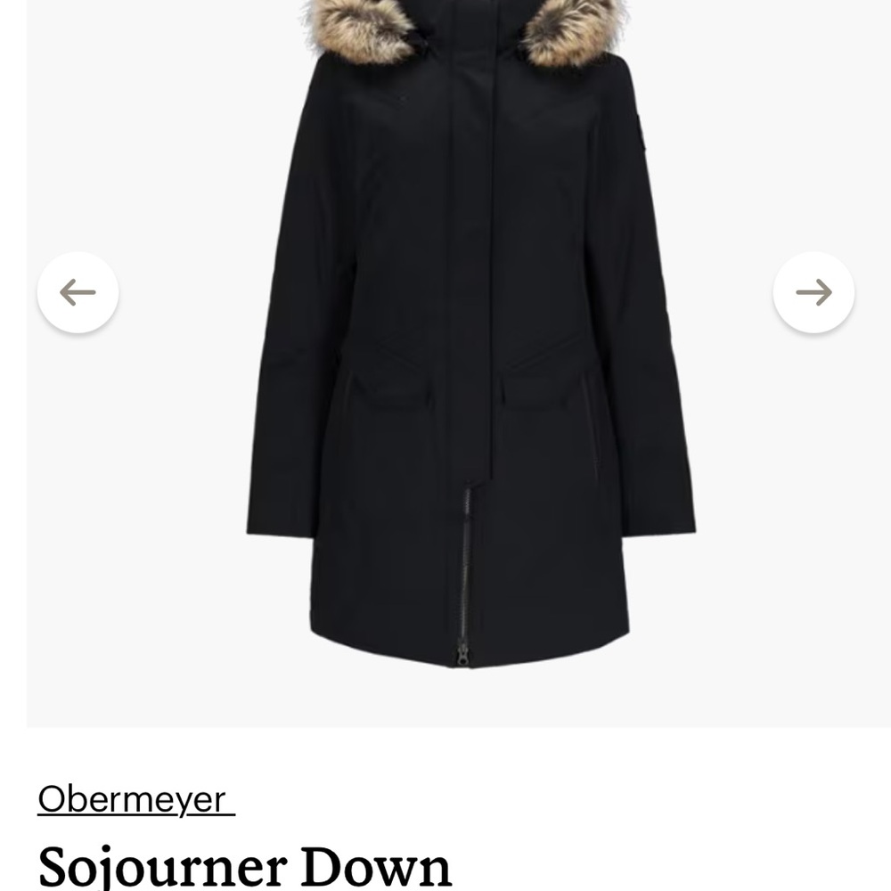 Obermeyer Sojourner Down Jacket parka with Fur Hood - maroon